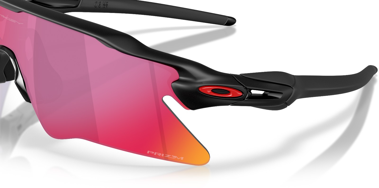 Oakley Radar EV Heater Matte Black Prizm Road lens and frame detail