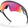 Oakley Sphaera Slash Matte Carbon Prizm Road rear three-quarter view