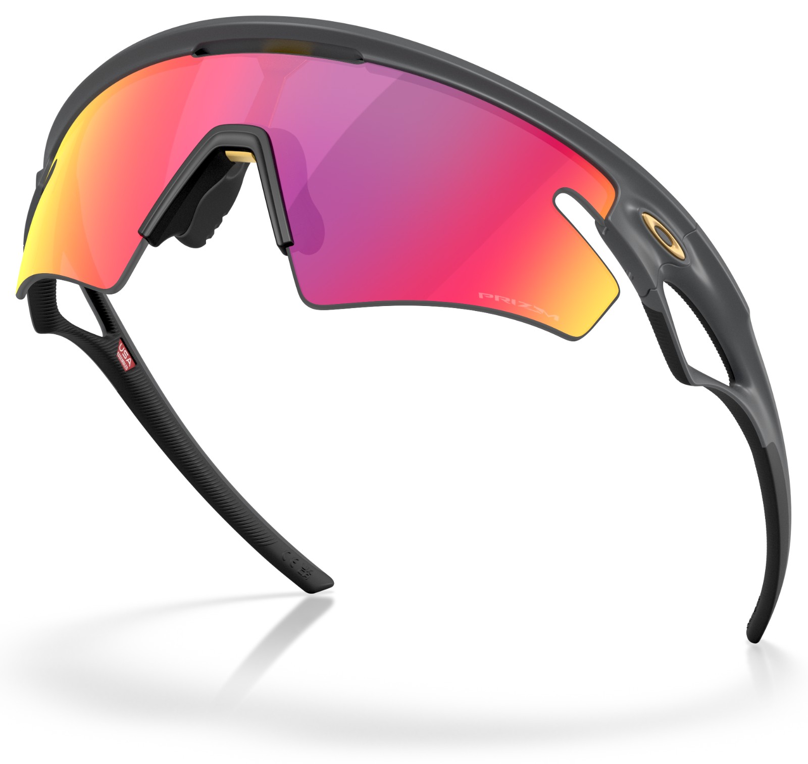 Oakley Sphaera Slash Matte Carbon Prizm Road rear three-quarter view