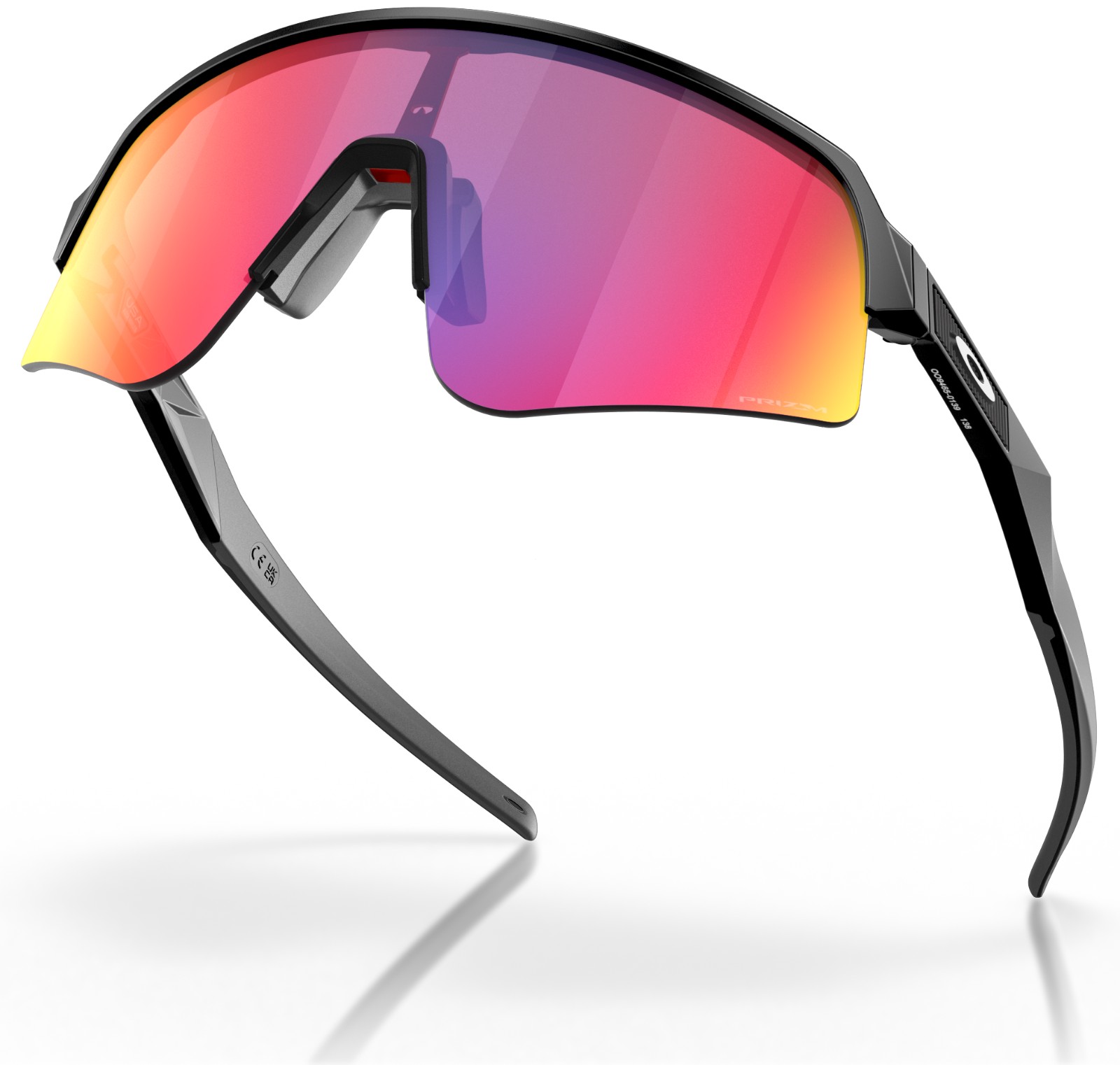 Oakley Sutro Lite Sweep Matte Black Prizm Road - rear three-quarter view Oakley Sutro Lite Sweep Matte Black Prizm Road rear three-quarter view
