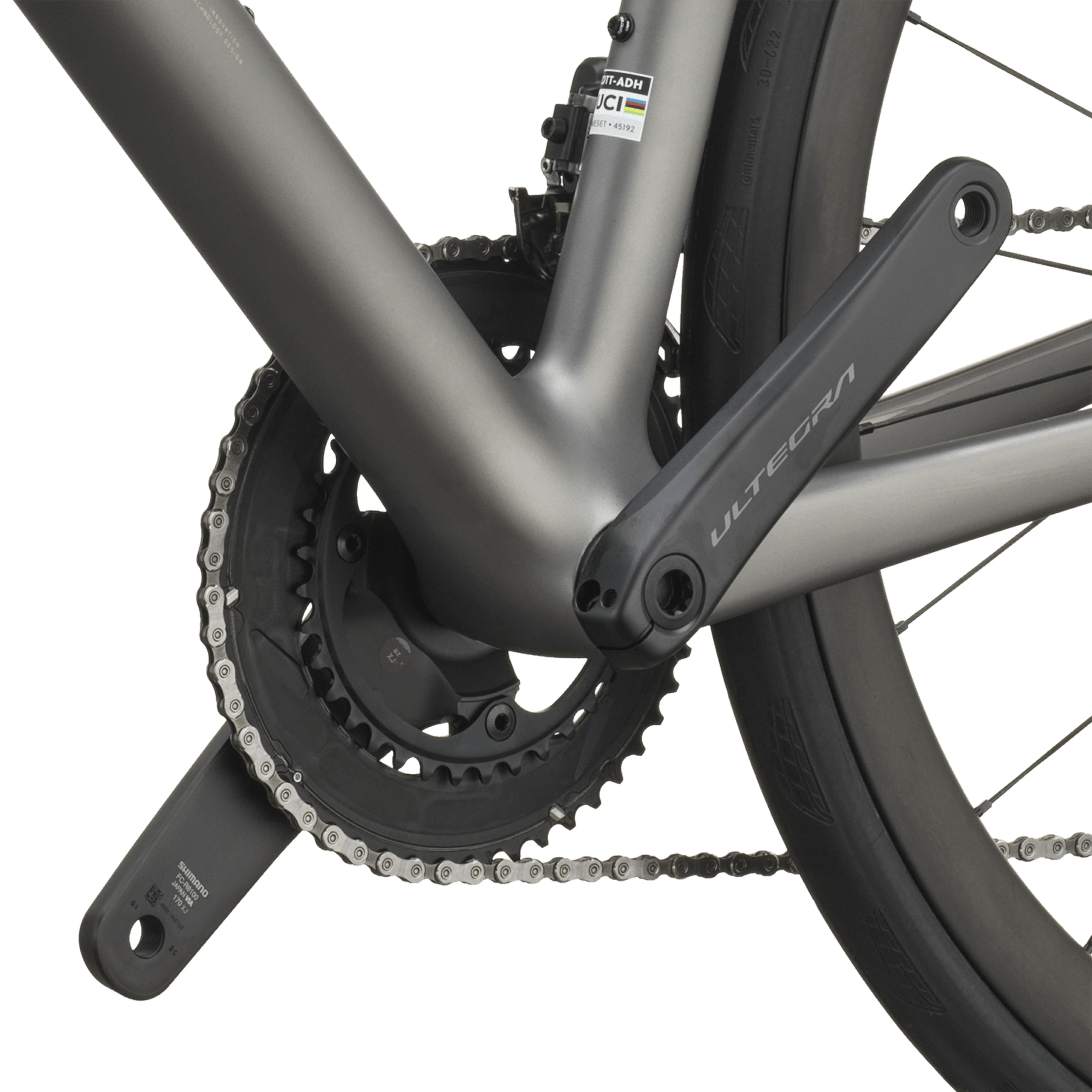 Shimano Ultegra crankset and bottom bracket detail