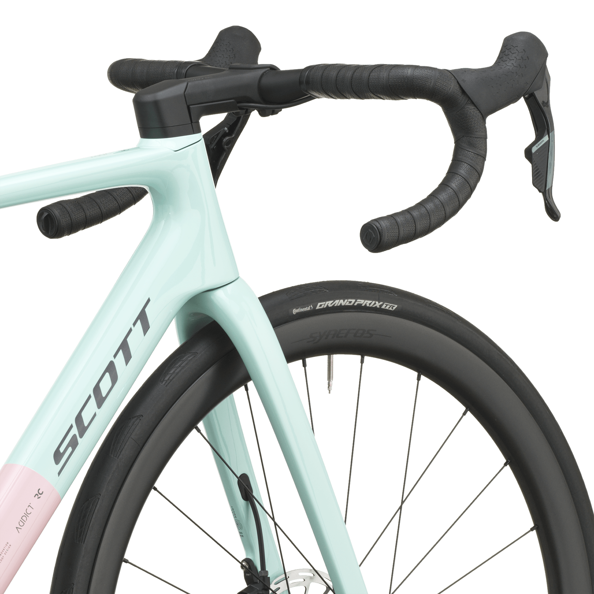 Scott Addict RC 25 (2027) Gelato Pink & Blue head tube and down tube detail