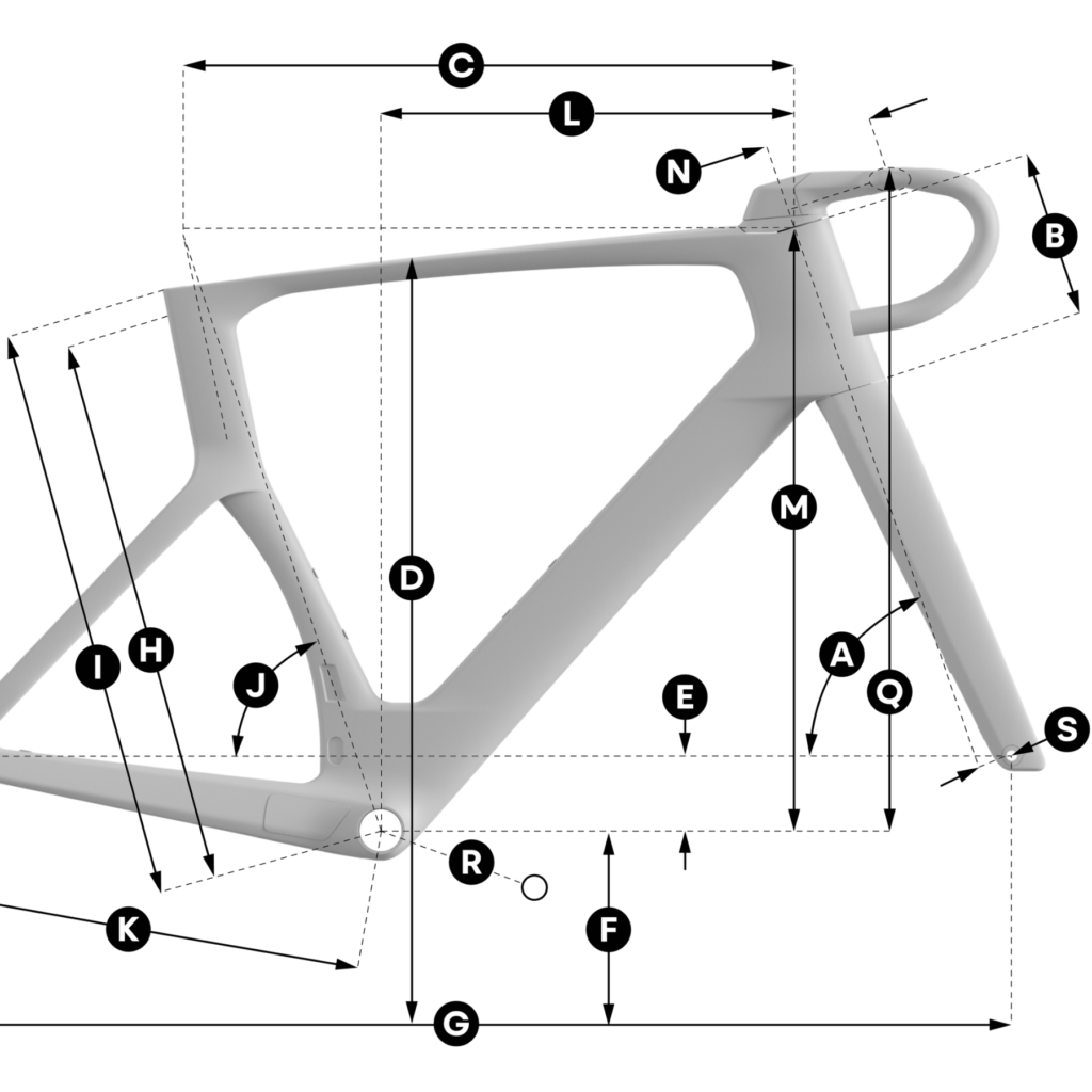 Click to zoom in Geometry of the Scott Foil RC Frameset (2027)