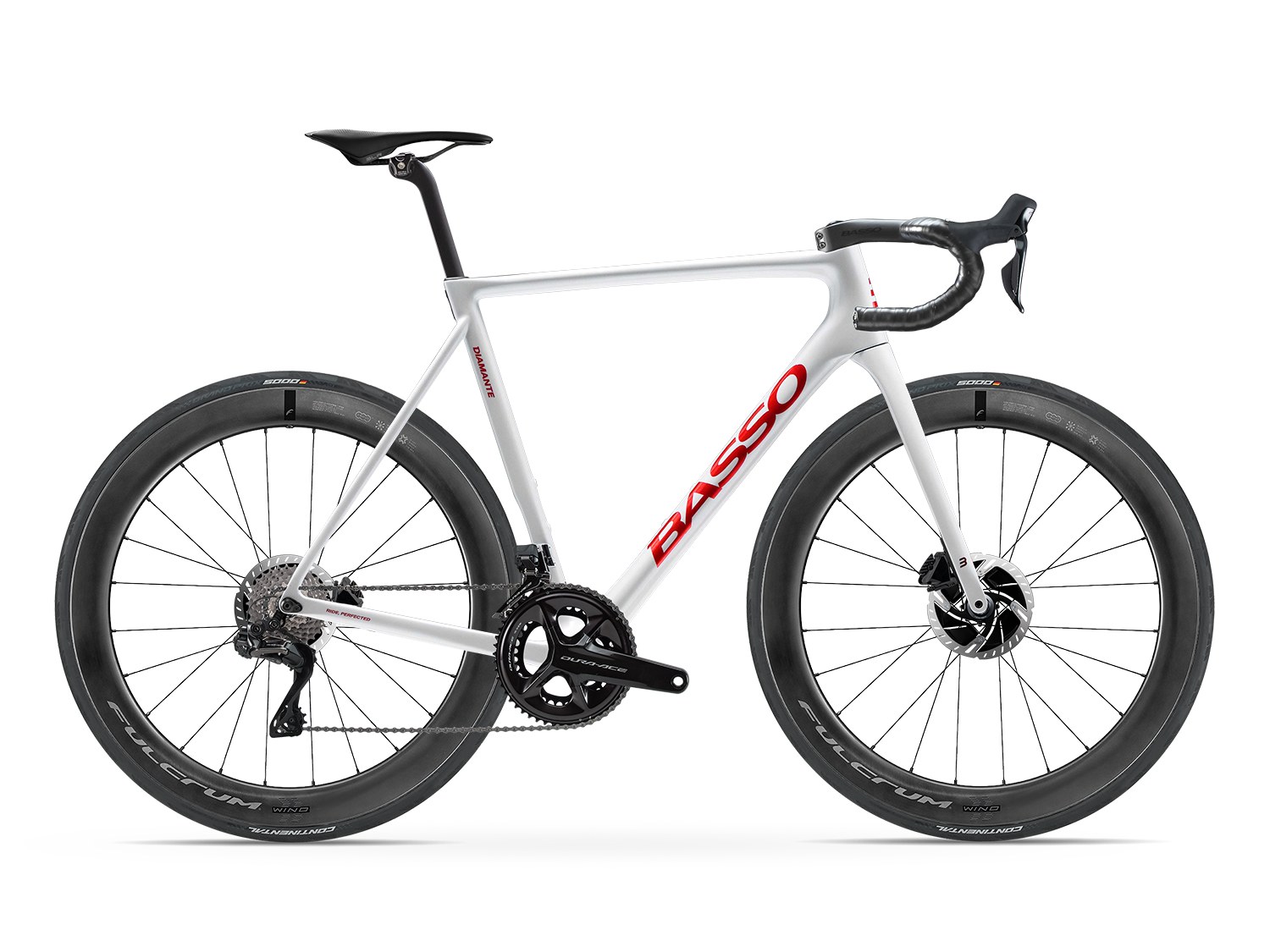 Basso Diamante Shimano Dura-Ace Di2 in White Fire with Fulcrum Wind 57mm wheels