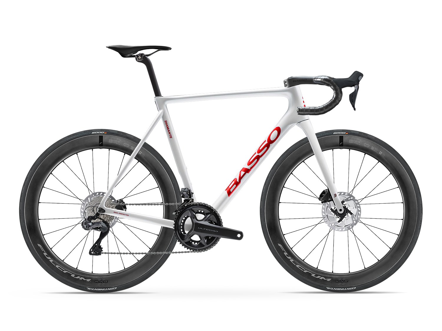 Basso Diamante Shimano Ultegra Di2 in White Fire with Fulcrum Wind 57mm wheels