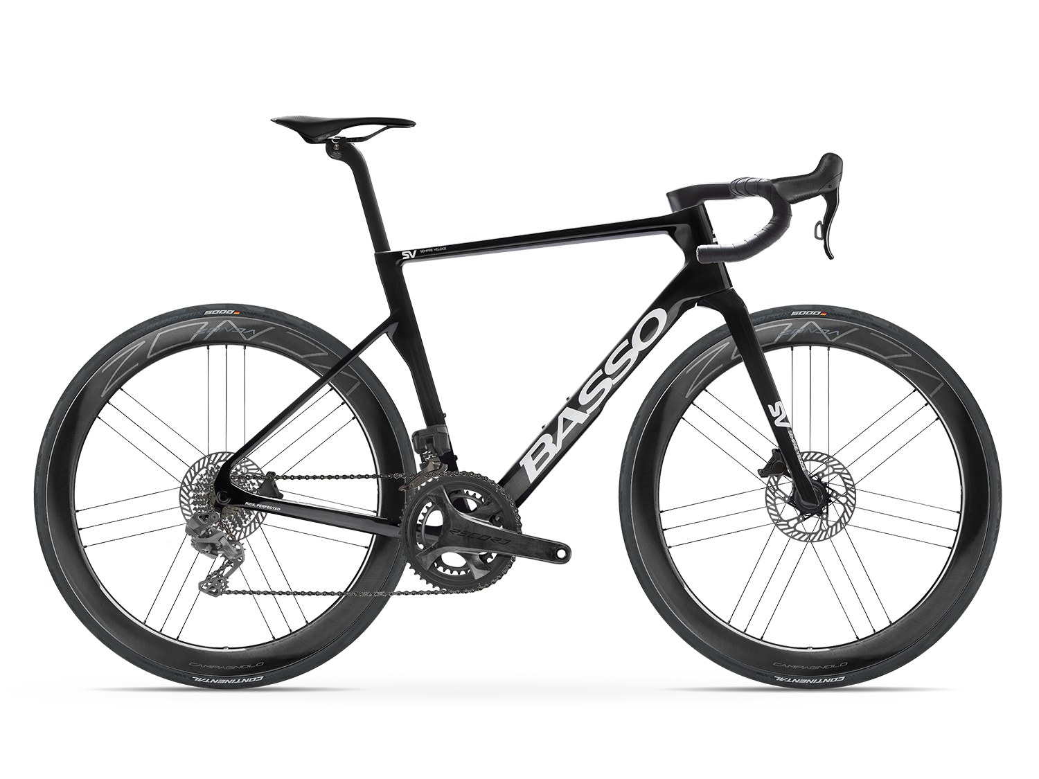 Basso SV Campagnolo Record 13 in Pure Black with Campagnolo Zonda Carbon wheels